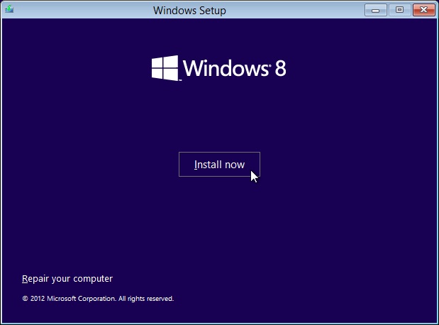 Installing windows 8