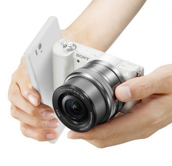 Sony A5100 in hand nfc xperia phone